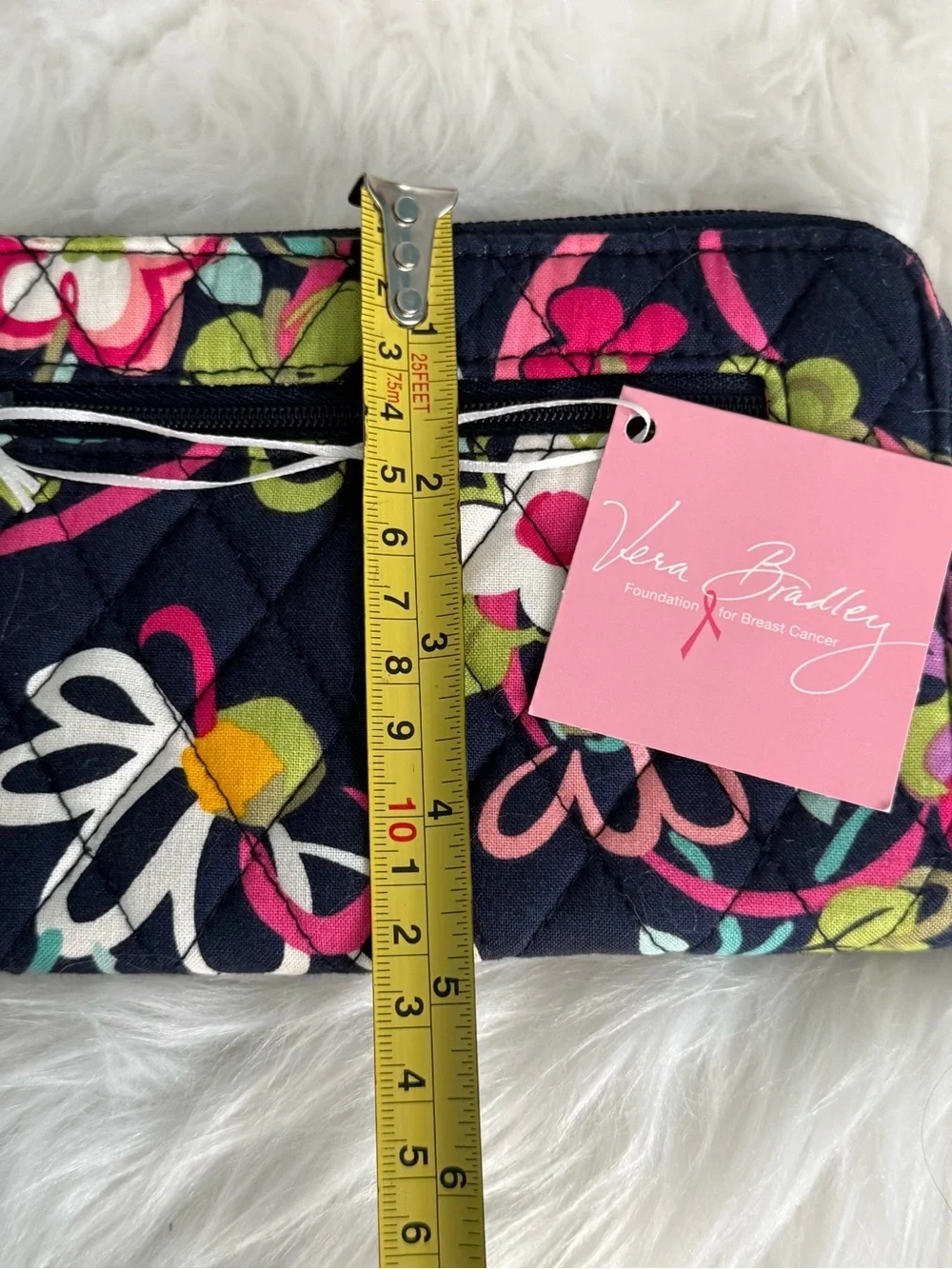 Vera Bradley Navy Floral Quilted Zip Around Wallet - Picture 8 of 8